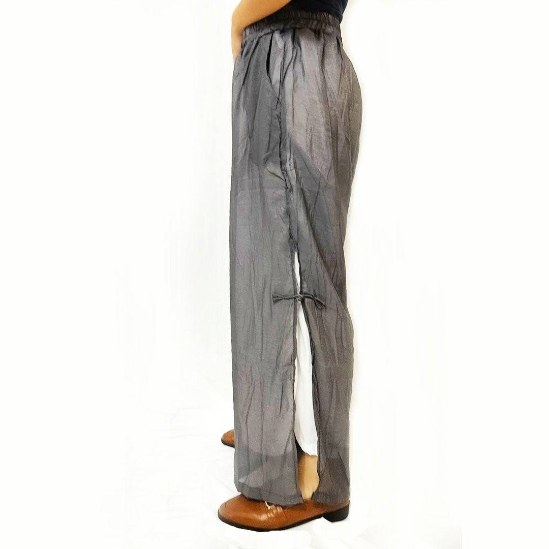 Artistic Casual Loose Plus Size Women’s Pants: Comfortable Side-Slit Wide-Leg Trousers