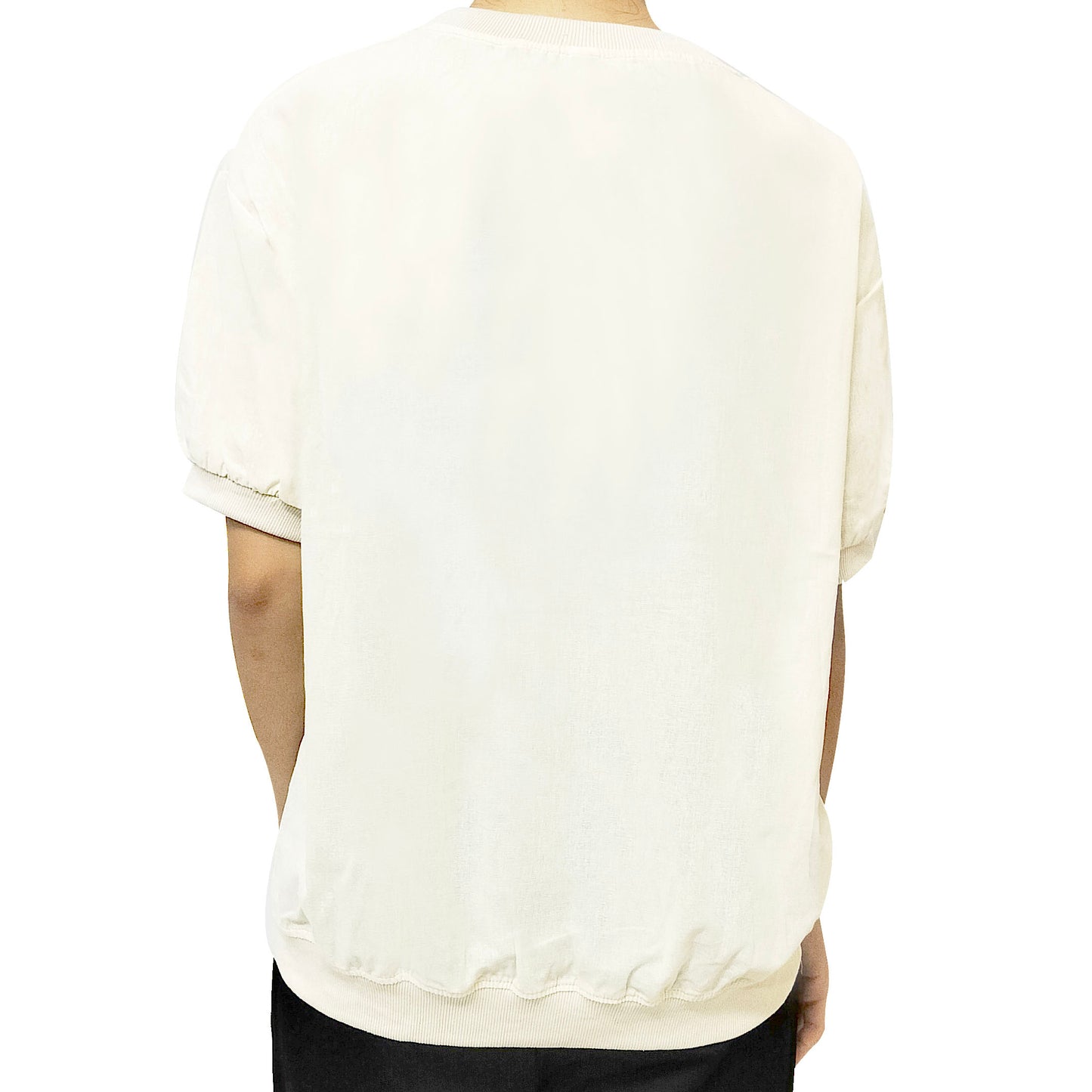 Artistic Vintage 100’s Sand-Washed Pure Linen Top, Loose Fit with Printed Design