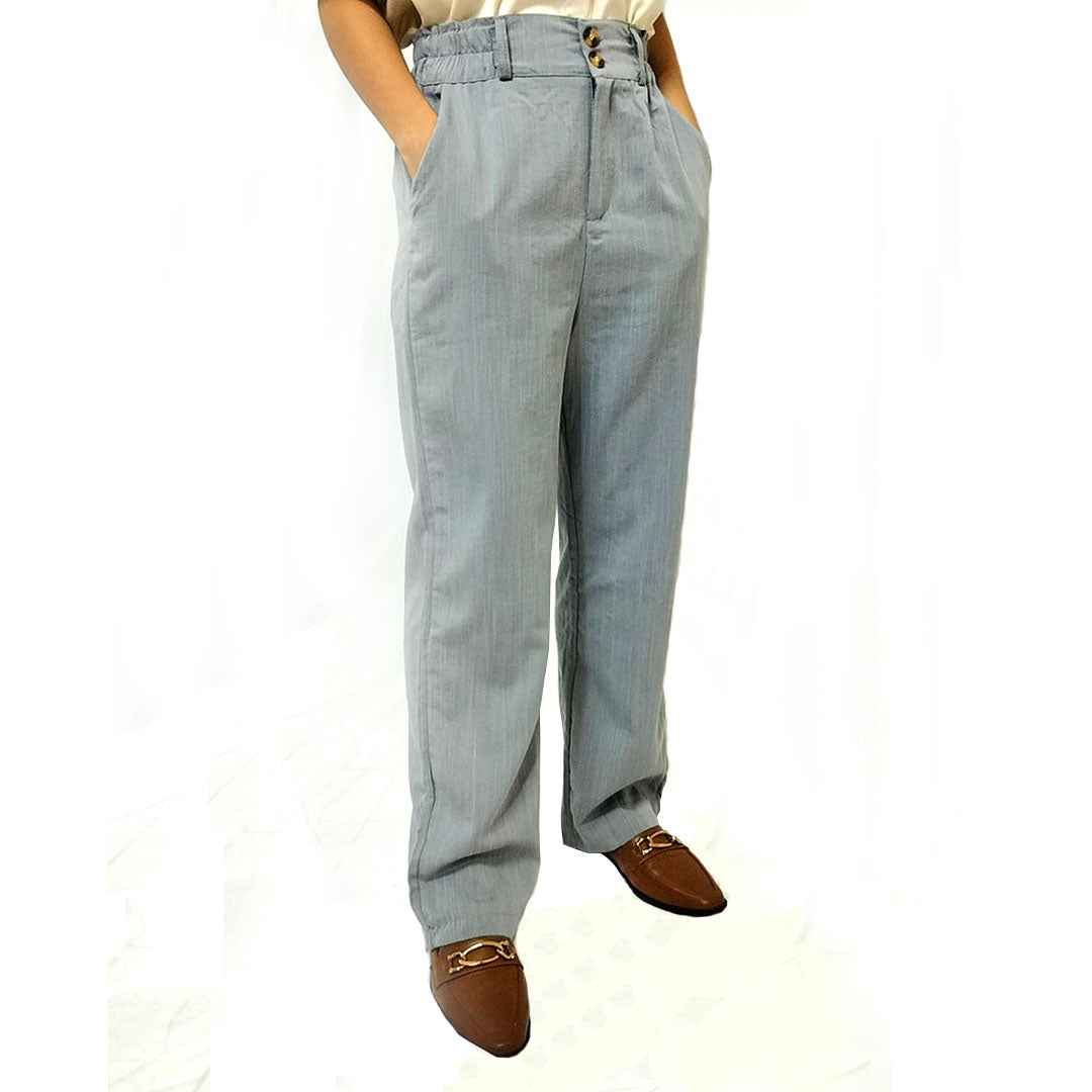 2025 High-Waisted Grey Linen Wide-Leg Pants: Loose and Casual Cotton Linen Trousers