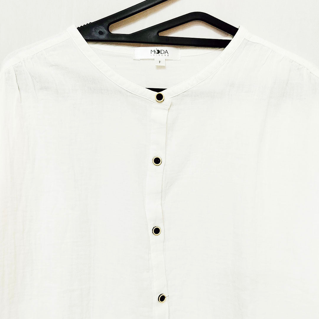 Korean Design High-Collar Cotton Long Sleeve Shirt: Loose, Artistic Top, Vintage Base Shirt, Blouse