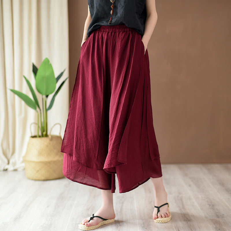 2025 New Women’s Vintage Wide-Leg Culottes | Flowy Cropped Skirt Pants | Elegant & Comfortable