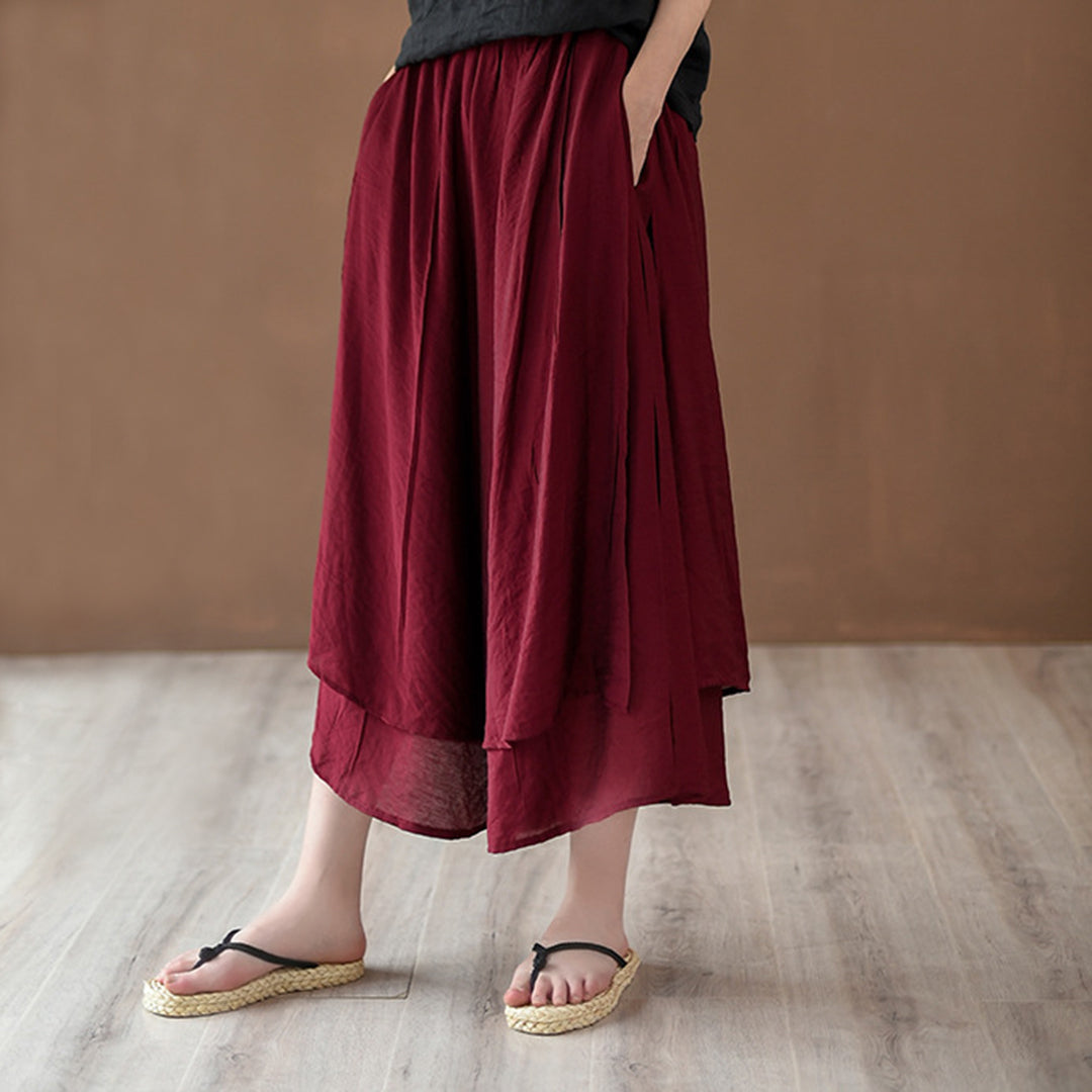 2025 New Women’s Vintage Wide-Leg Culottes | Flowy Cropped Skirt Pants | Elegant & Comfortable