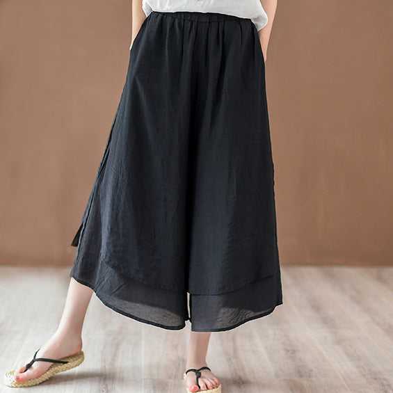 2025 New Women’s Vintage Wide-Leg Culottes | Flowy Cropped Skirt Pants | Elegant & Comfortable