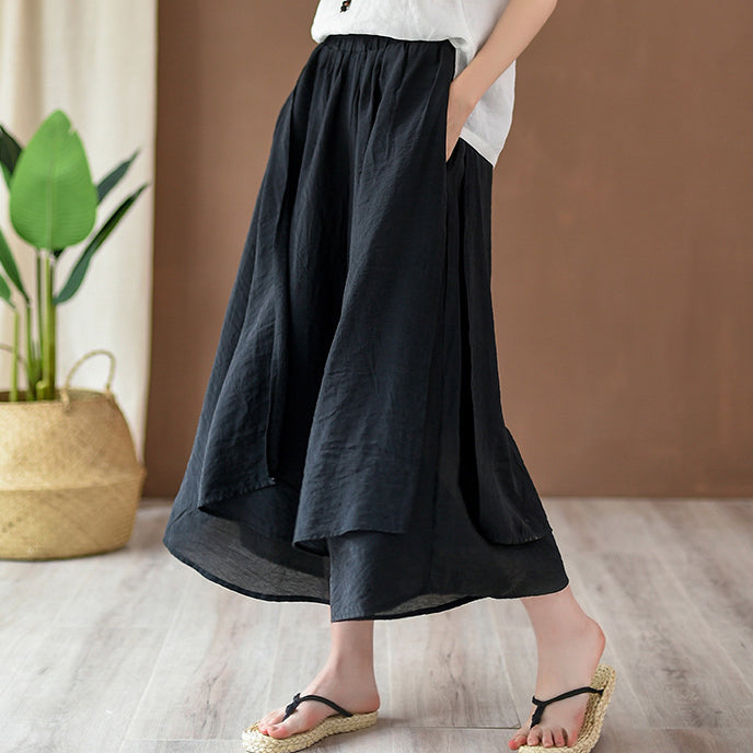 2025 New Women’s Vintage Wide-Leg Culottes | Flowy Cropped Skirt Pants | Elegant & Comfortable