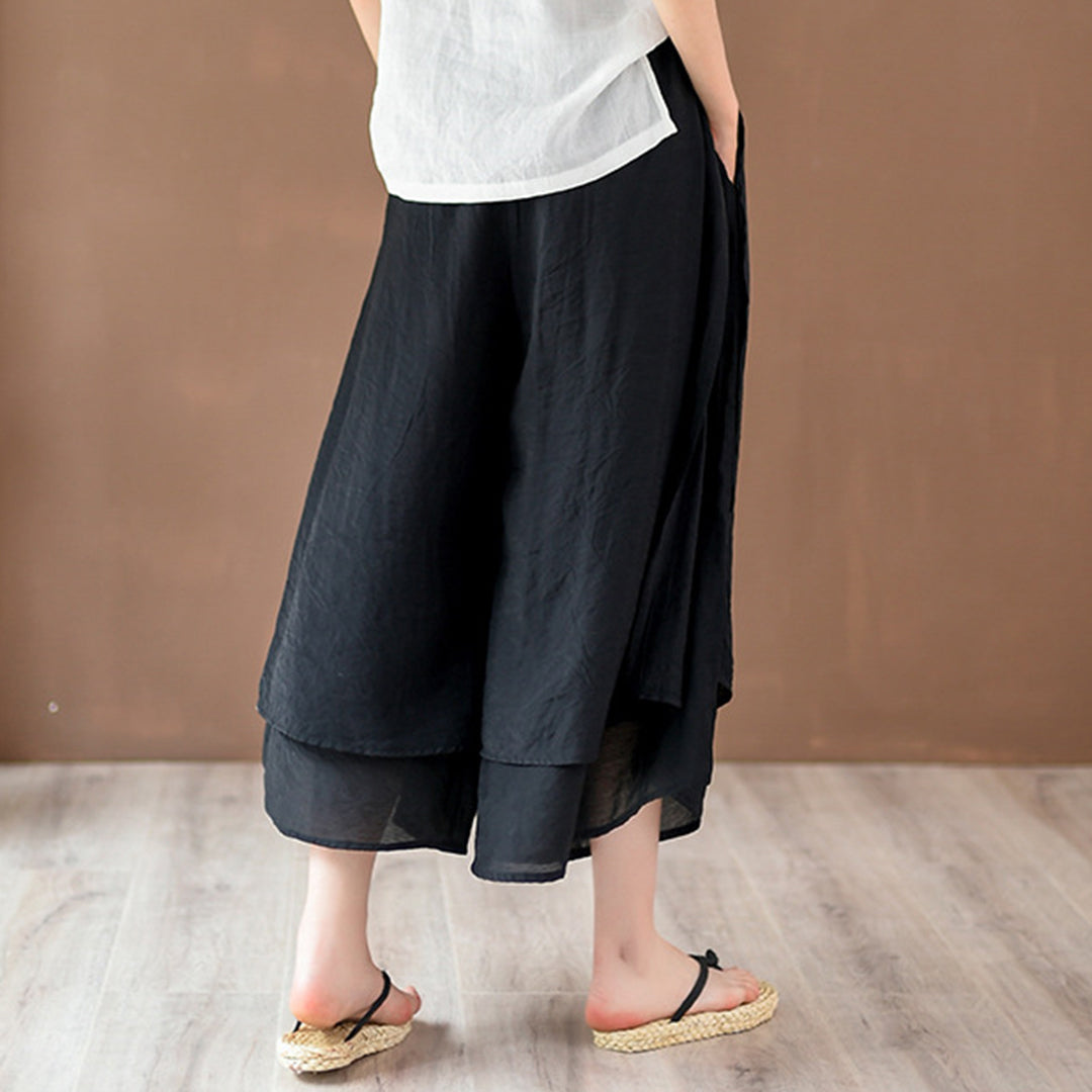 2025 New Women’s Vintage Wide-Leg Culottes | Flowy Cropped Skirt Pants | Elegant & Comfortable