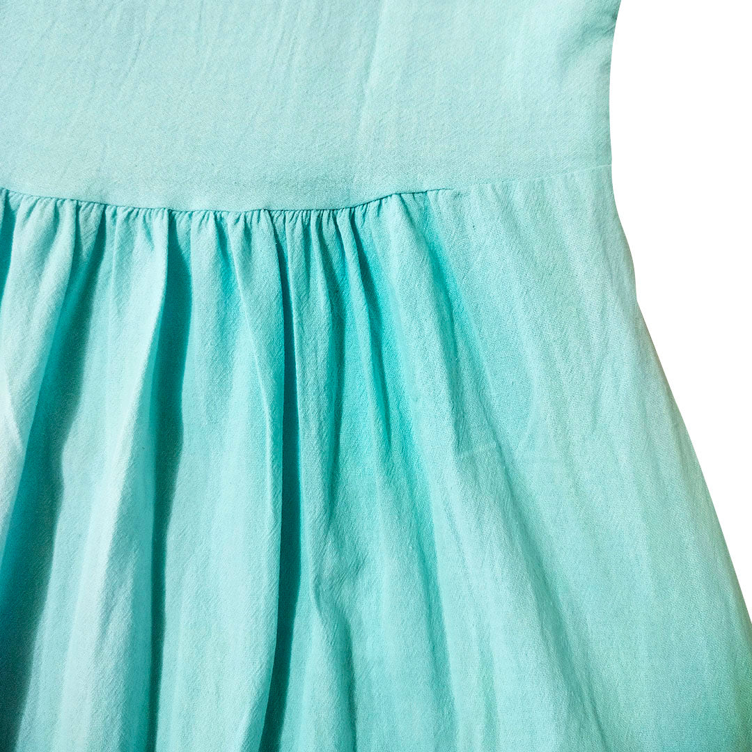 Loose cotton and linen short sleeves dress