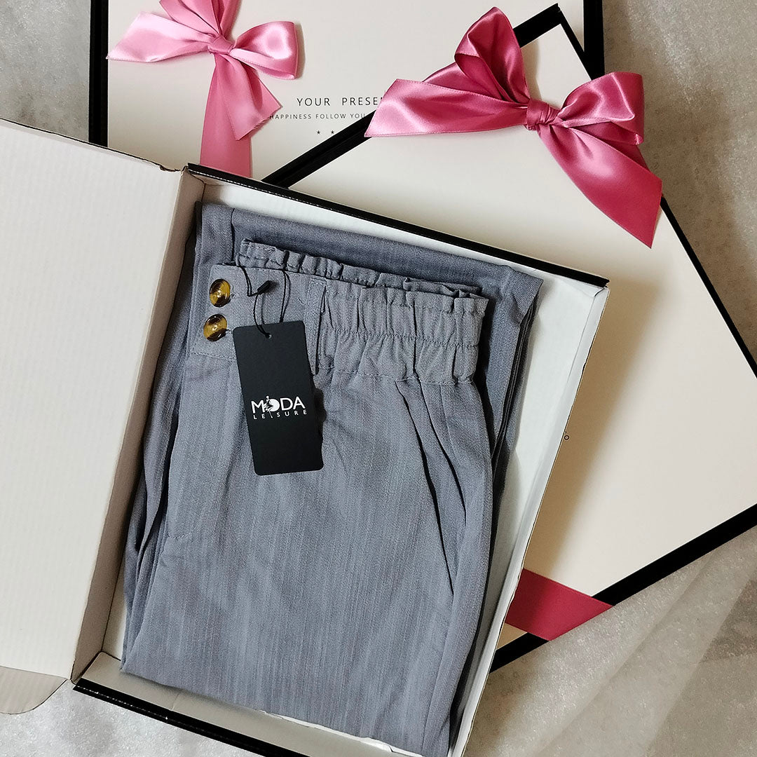 2025 High-Waisted Grey Linen Wide-Leg Pants: Loose and Casual Cotton Linen Trousers