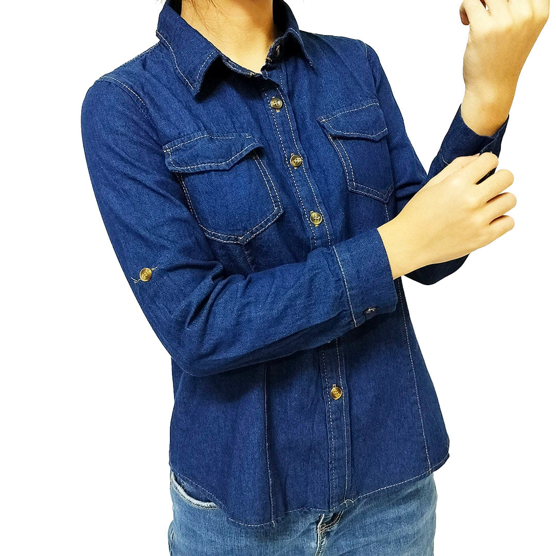 Women's Long Sleeve Denim Shirt Jacket: Casual Chic for a Slim Silhouette