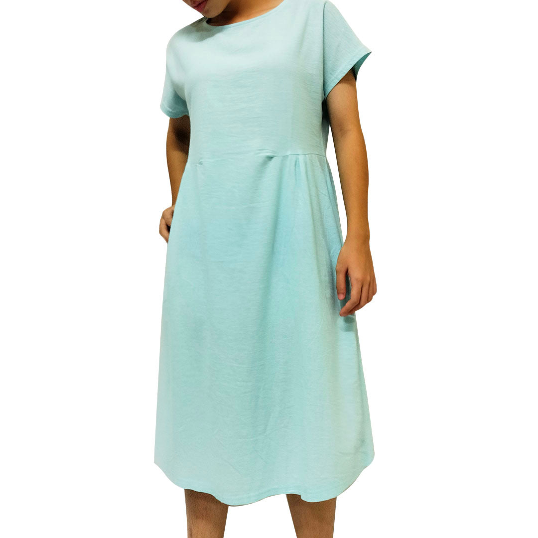 Loose cotton and linen short sleeves dress