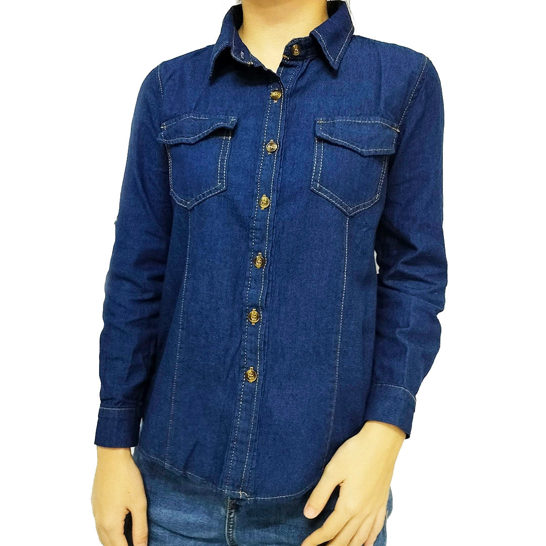 Women's Long Sleeve Denim Shirt Jacket: Casual Chic for a Slim Silhouette