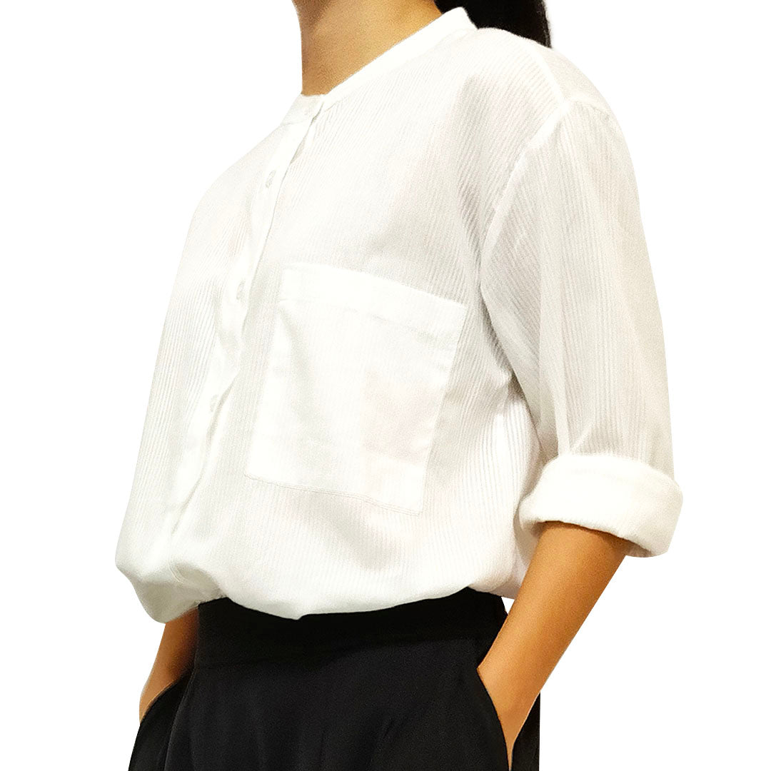 Cotton vintage Stand Collar Long Sleeves