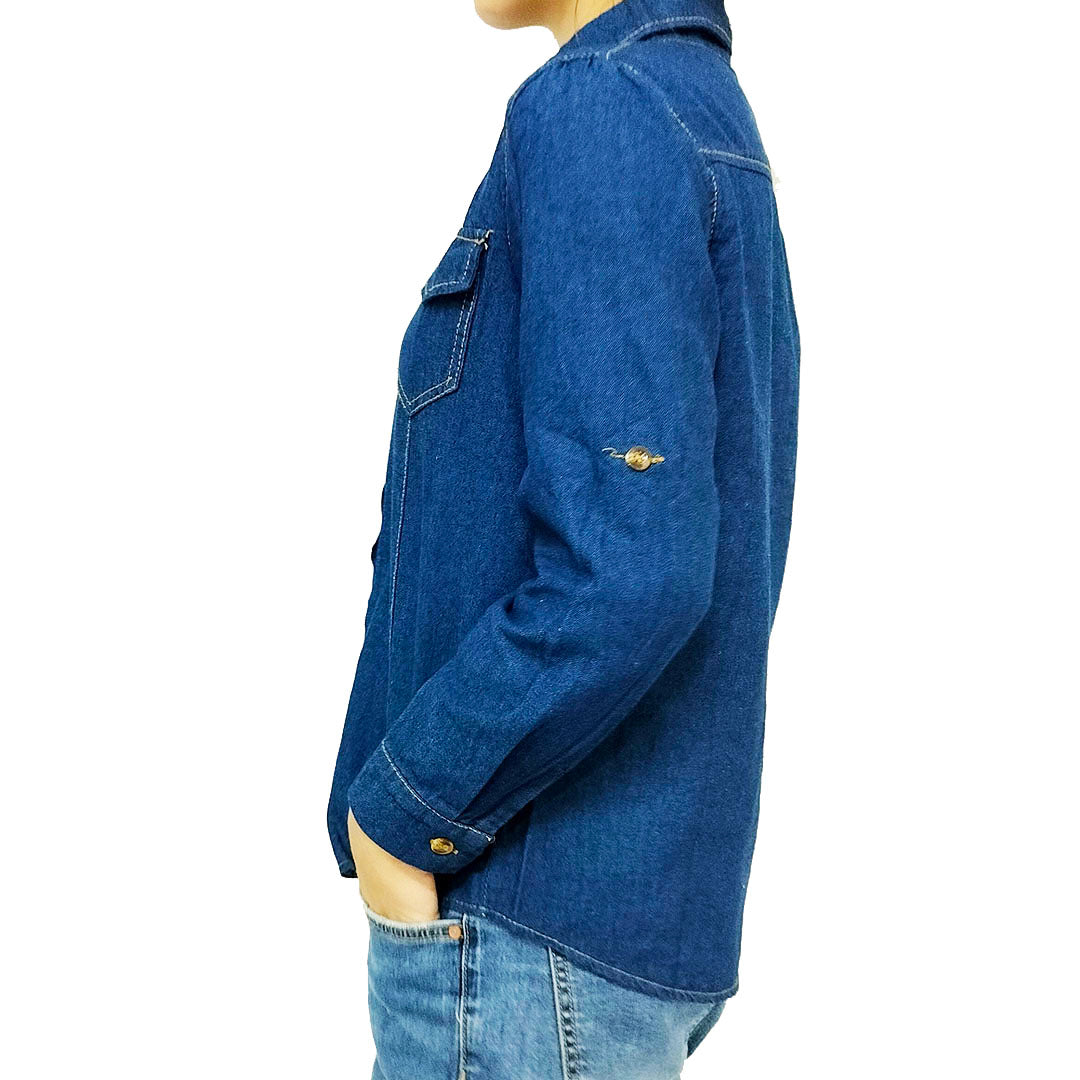 Women's Long Sleeve Denim Shirt Jacket: Casual Chic for a Slim Silhouette