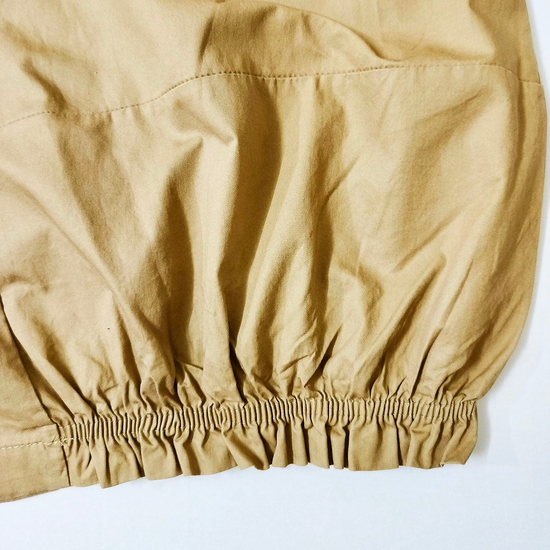 Retro Cotton Wide-Leg Pants: Elastic Waist, Ruffled Edges, and Cropped Length