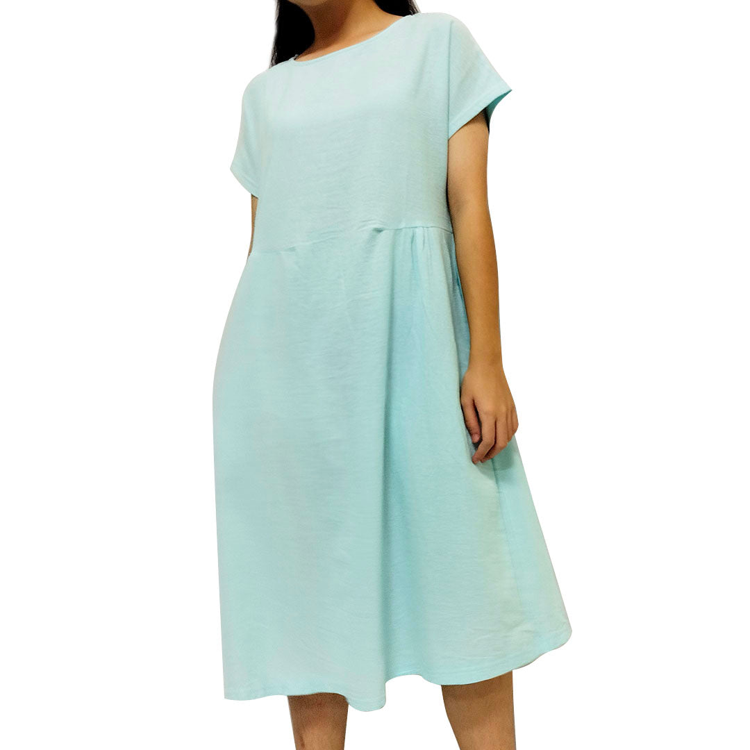 Loose cotton and linen short sleeves dress