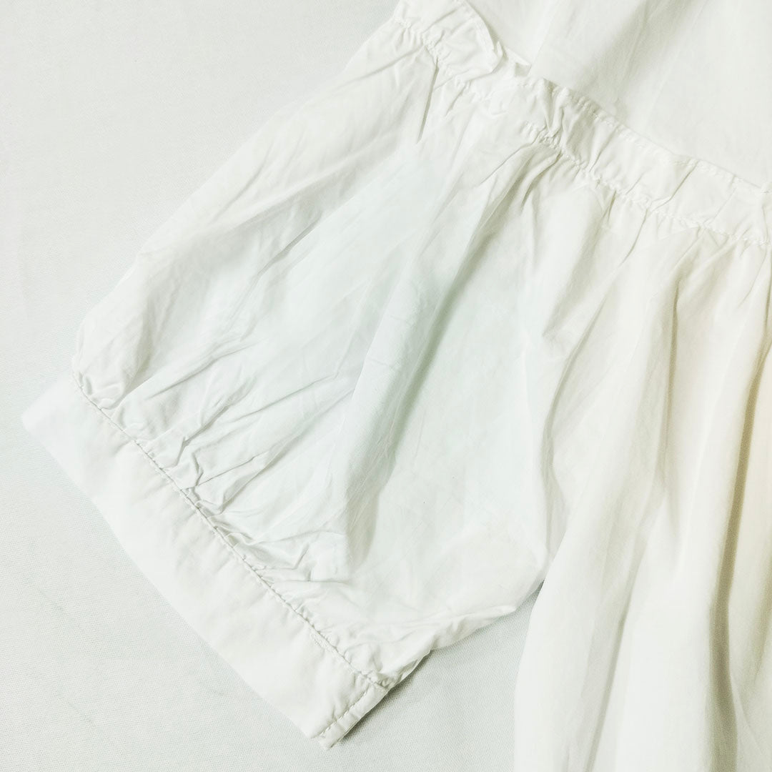 New Summer Korean Style Loose and Sweet Round Neck Women's Half Sleeve White Cotton Shirt