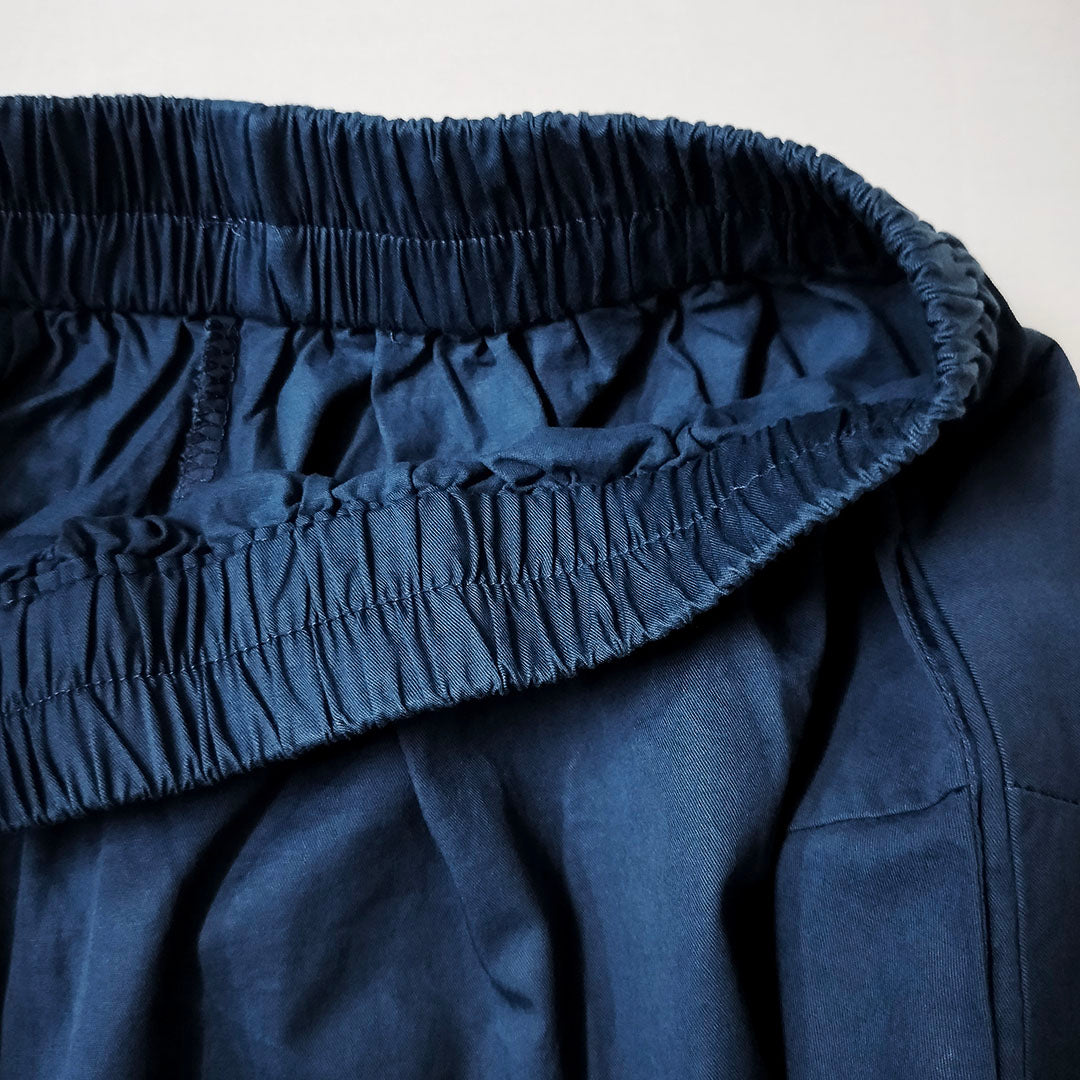 Vintage Cotton Wide-Leg Pants: Elastic Waist, Ruffled Hem, Cropped Length