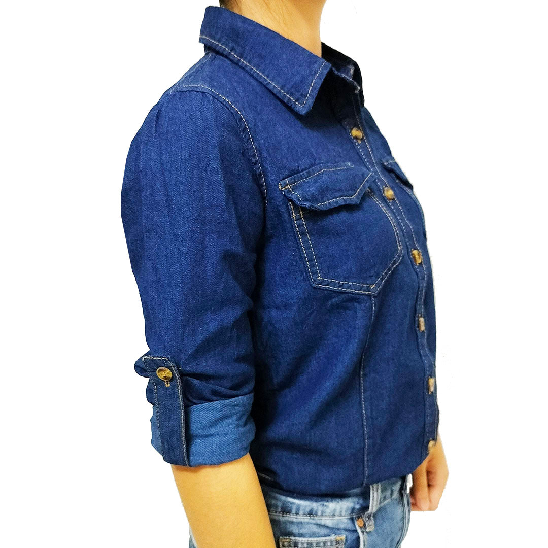 Women's Long Sleeve Denim Shirt Jacket: Casual Chic for a Slim Silhouette