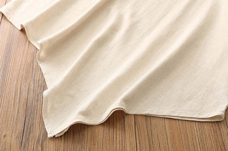 2025 Summer Artistic Linen Batwing Sleeve T-Shirt for Women with Irregular Design