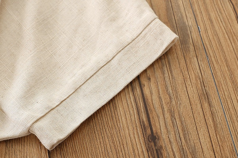 2025 Summer Artistic Linen Batwing Sleeve T-Shirt for Women with Irregular Design