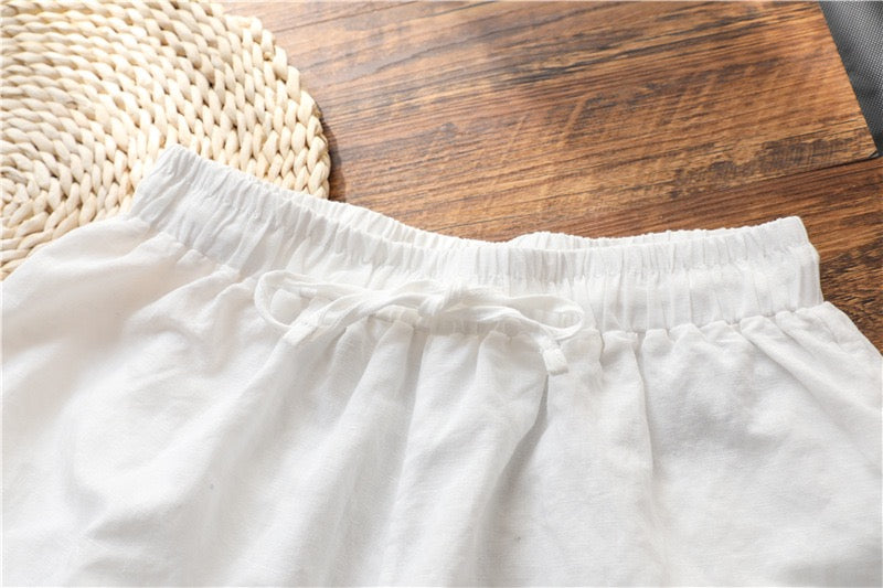 2025 New Collection Cotton-Linen Women’s Fashion Vintage Loose Casual Linen Pants with Elastic Waist and 9/10-Length Lantern Legs