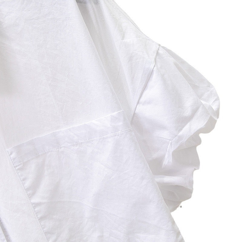 New Women’s Cotton Short Sleeve Shirt: Loose Fit, Stylish Elastic Sleeve Blouse