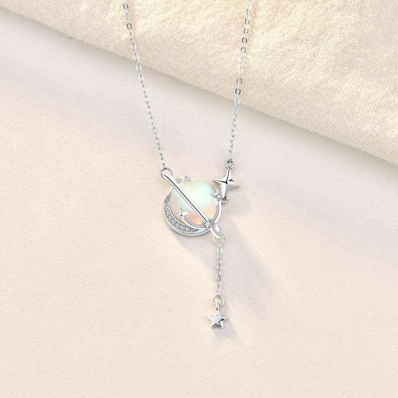 S925 Sterling Silver Planet Necklace: Elegant Women's Accessory