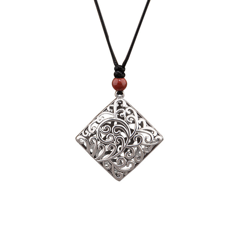 Vintage Tibetan Silver Necklace with Prosperity Symbolism