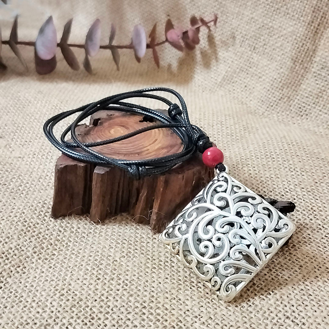 Vintage Tibetan Silver Necklace with Prosperity Symbolism