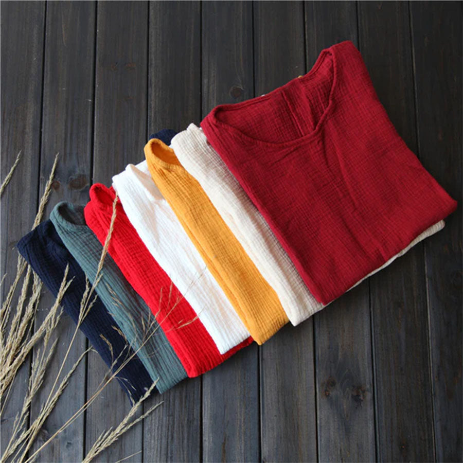 2025 Cotton Linen Double-Layer Loose Tank Top for Women|Solid Color Camisole Vest