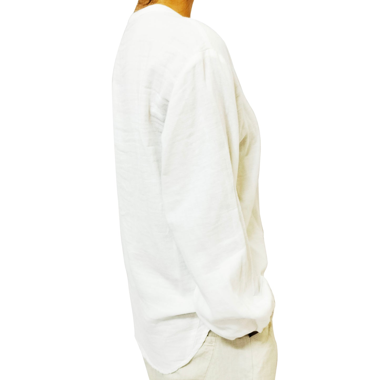 New Arrival: Sweet Double-Layer Cotton Gauze Long-Sleeve Shirt with Single Pocket for Women - White Blouse.