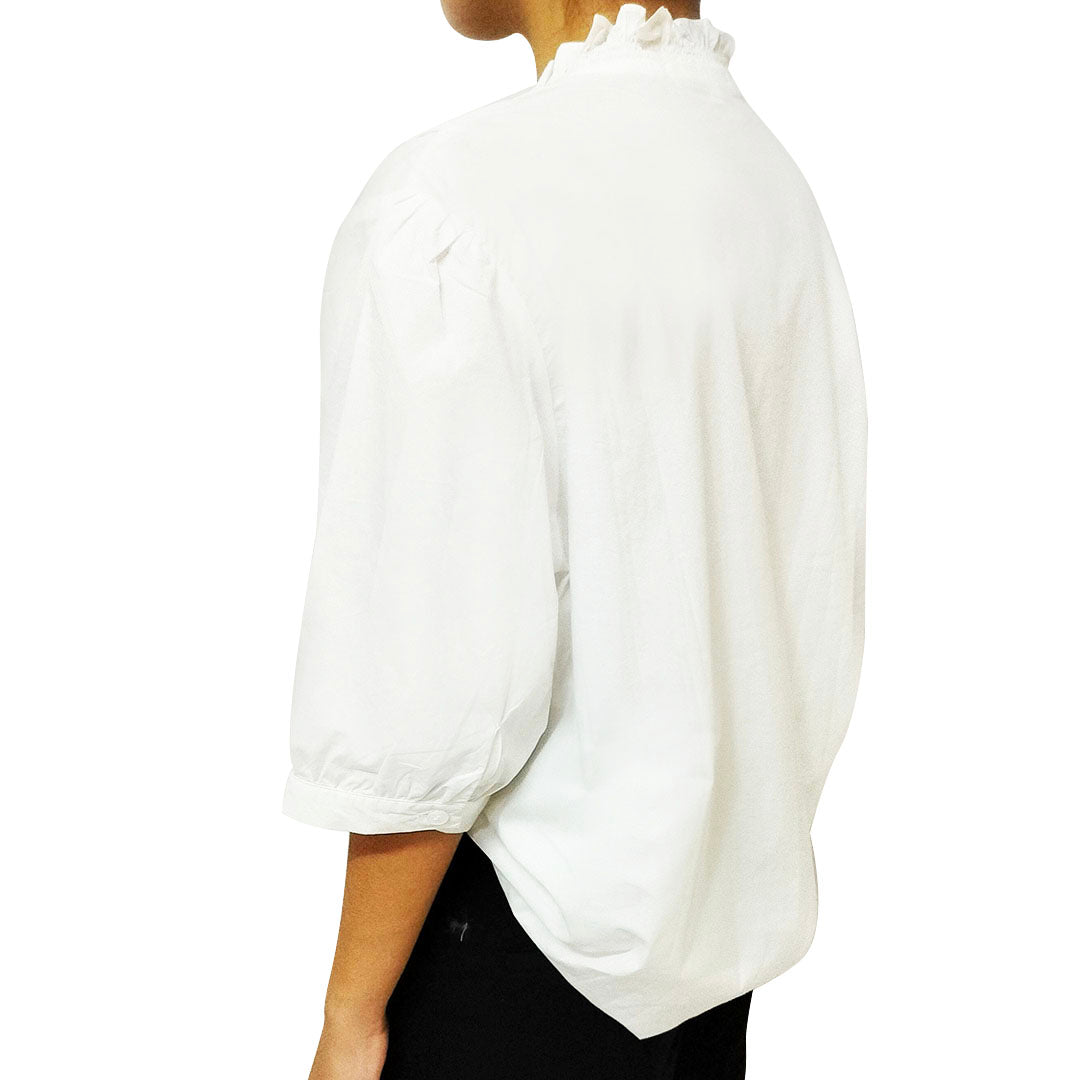 New Loose Cotton Short Sleeve V-Neck White Shirt: Chic Women’s Blouse