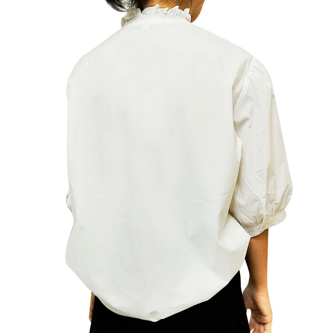 New Loose Cotton Short Sleeve V-Neck White Shirt: Chic Women’s Blouse