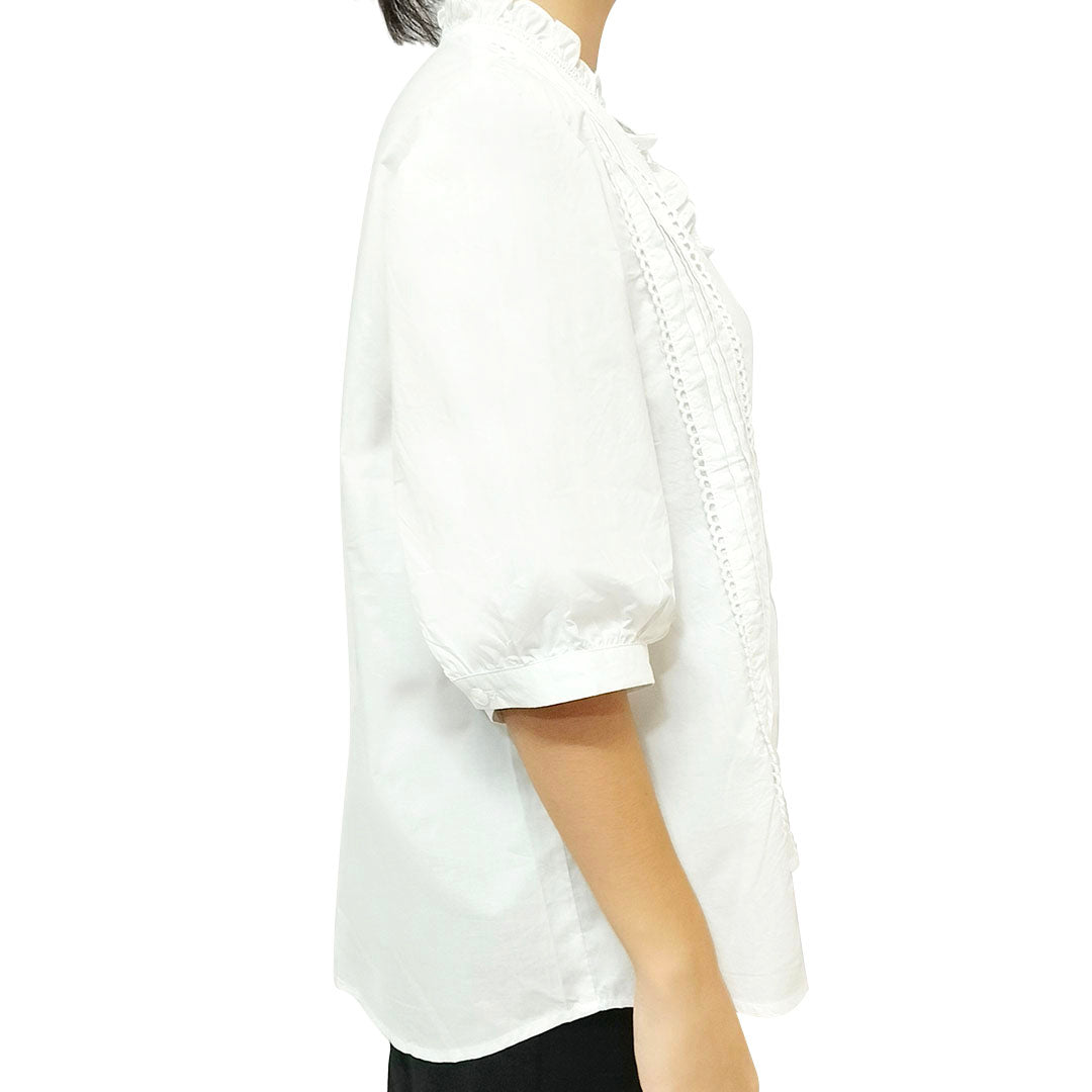 New Loose Cotton Short Sleeve V-Neck White Shirt: Chic Women’s Blouse
