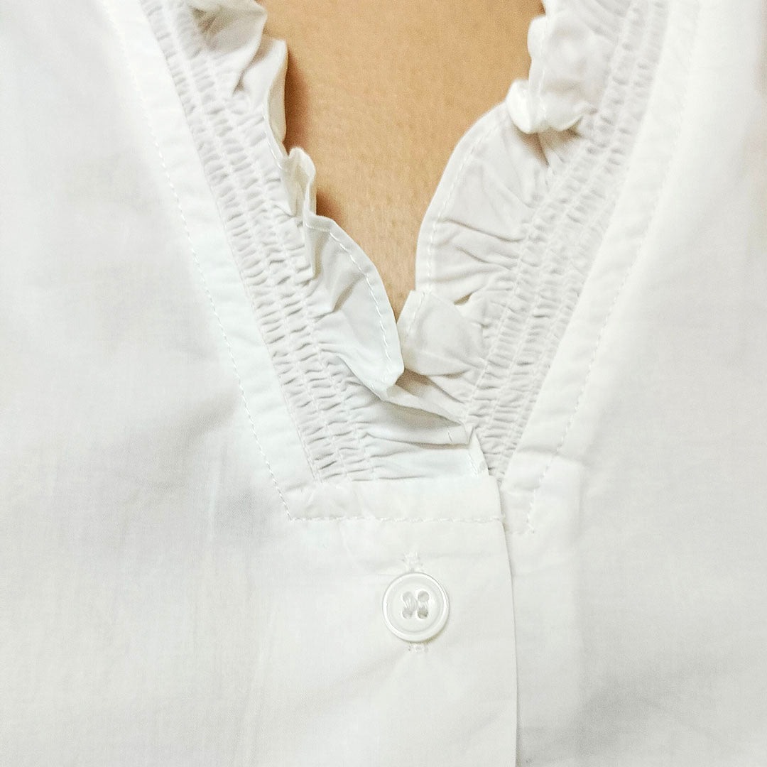 New Loose Cotton Short Sleeve V-Neck White Shirt: Chic Women’s Blouse