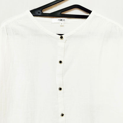 Korean Design High-Collar Cotton Long Sleeve Shirt: Loose, Artistic Top, Vintage Base Shirt, Blouse