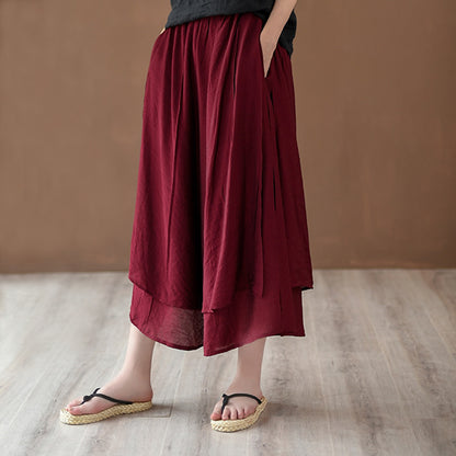 2025 New Women’s Vintage Wide-Leg Culottes | Flowy Cropped Skirt Pants | Elegant & Comfortable