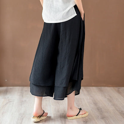 2025 New Women’s Vintage Wide-Leg Culottes | Flowy Cropped Skirt Pants | Elegant & Comfortable