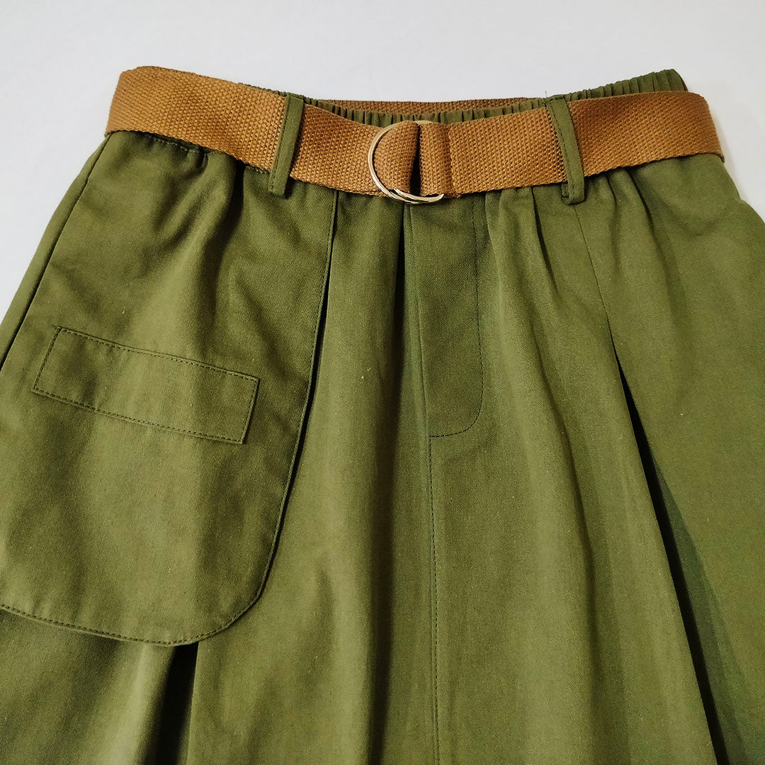Solid cotton A-Line  skirt