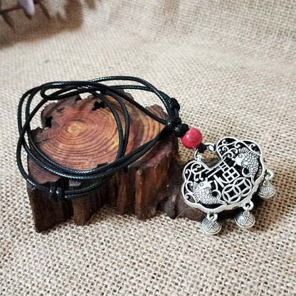 复古藏银吉祥如意锁项链