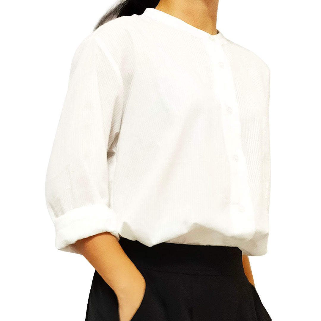 Cotton vintage Stand Collar Long Sleeves