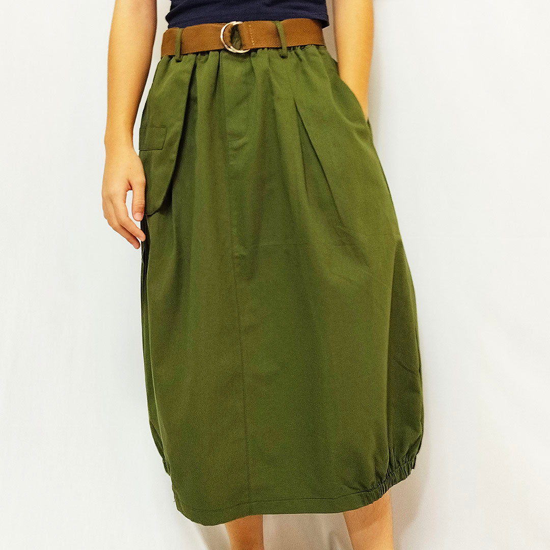 Solid cotton A-Line  skirt