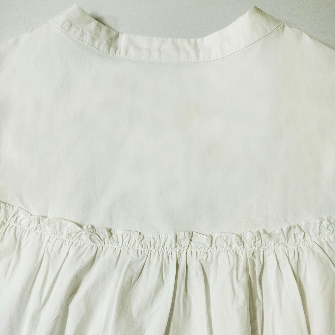 New Summer Korean Style Loose and Sweet Round Neck Women's Half Sleeve White Cotton Shirt