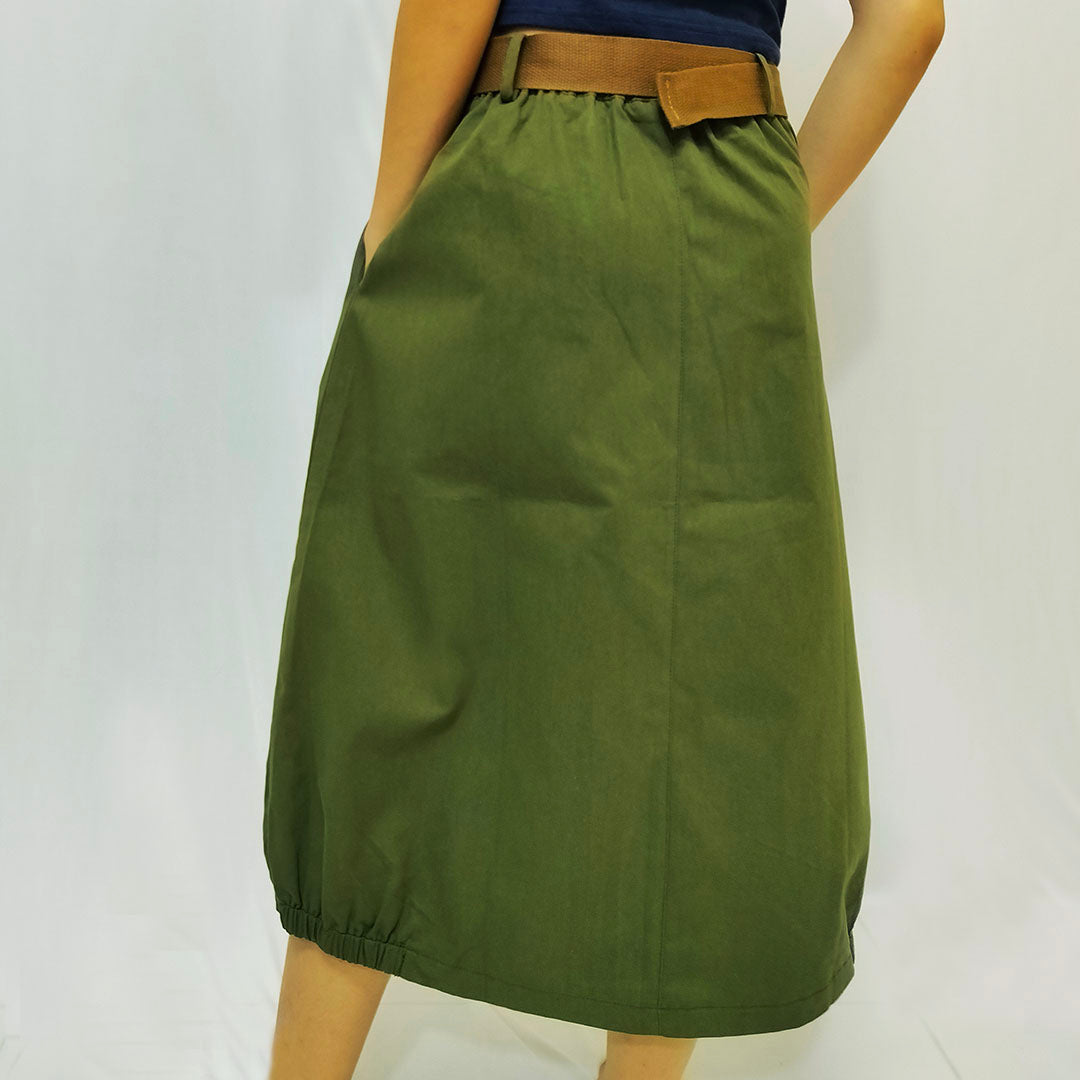 Solid cotton A-Line  skirt