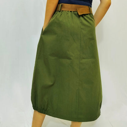 Solid cotton A-Line  skirt