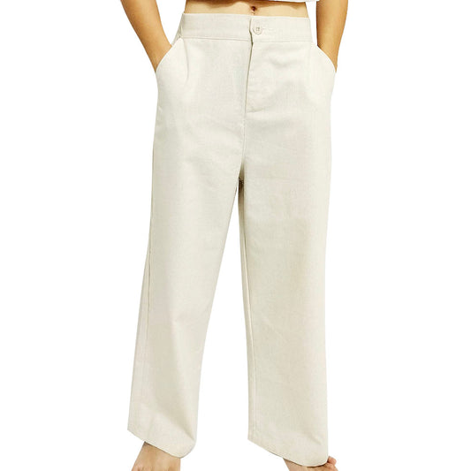 Loose-fitting cotton drape wide-leg pants