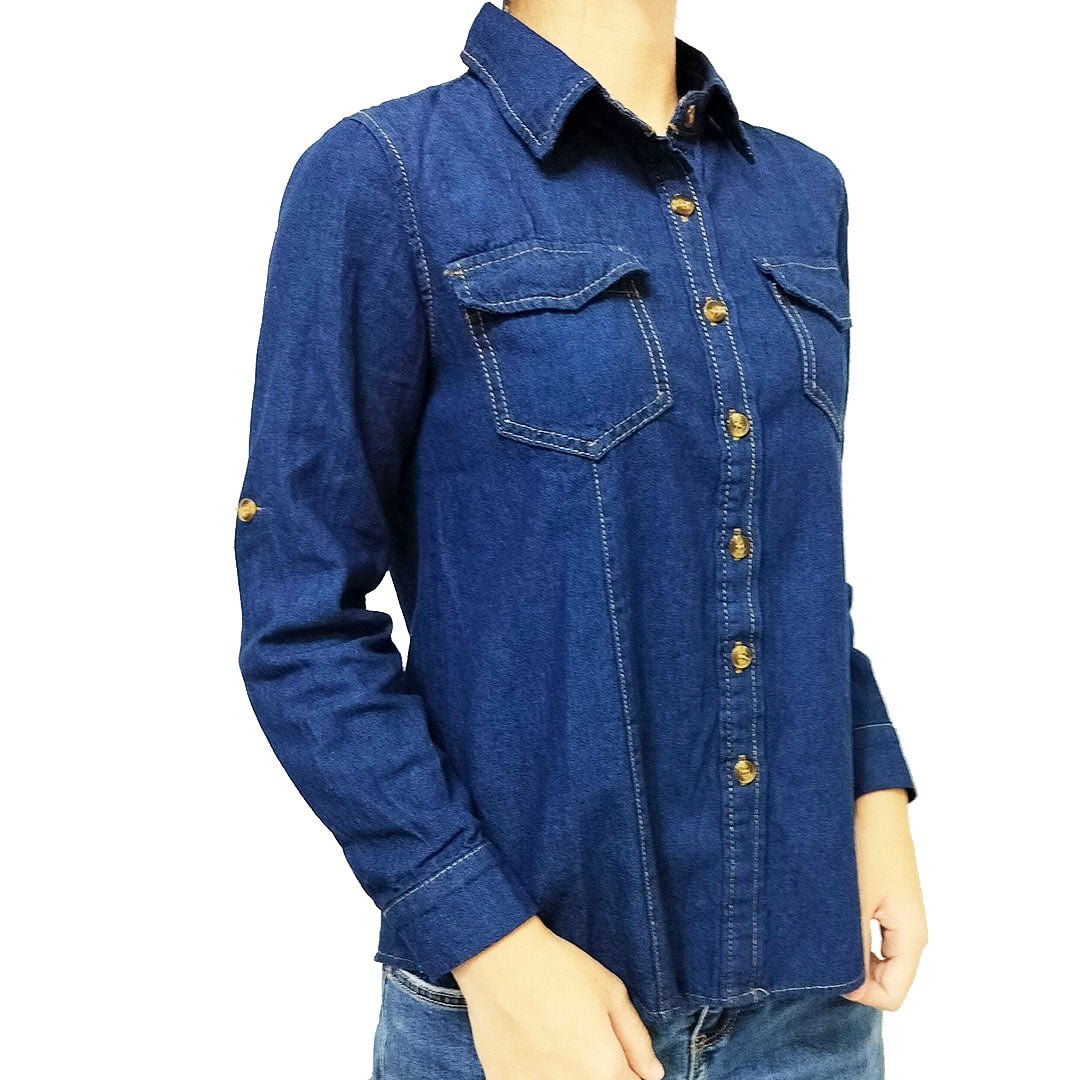 Women's Long Sleeve Denim Shirt Jacket: Casual Chic for a Slim Silhouette