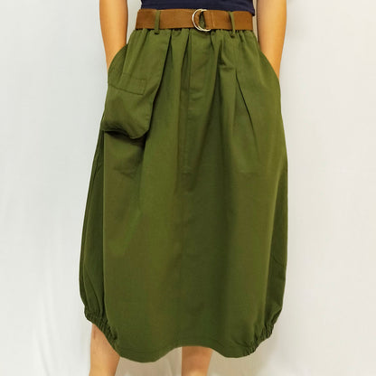 Solid cotton A-Line  skirt