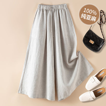 [Flowy & Breezy] Pure Linen Culotte Pants