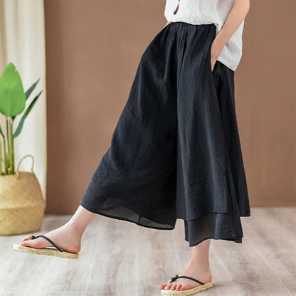 2025 New Women’s Vintage Wide-Leg Culottes | Flowy Cropped Skirt Pants | Elegant & Comfortable