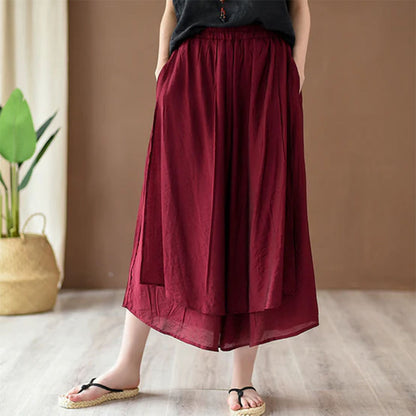2025 New Women’s Vintage Wide-Leg Culottes | Flowy Cropped Skirt Pants | Elegant & Comfortable
